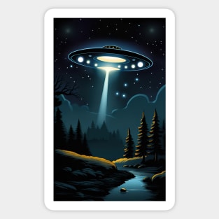 UFO over the Forest Sticker